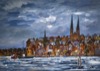 Lübeck Untertrave Winter, 2023, Malerei von Angelika Junghans