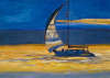 Segelboot am Abend, 2021, Malerei von Angelika Junghans