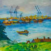 Hamburger Hafen, 2022, Malerei von Angelika Junghans