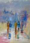 Spaziergang im Regen, 2017, Malerei von Angelika Junghans